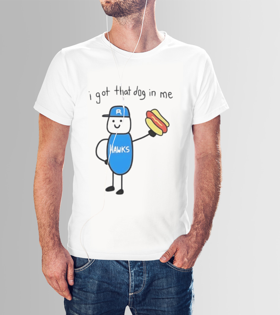 Edmonton Riverhawks I Got That Dog In Me Hot Dog Baseball Stick Figure T-Shirt