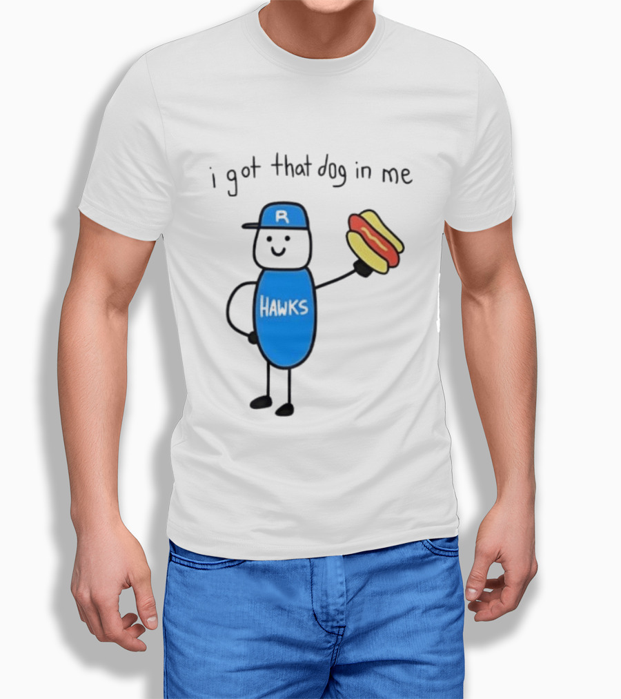 Edmonton Riverhawks I Got That Dog In Me Hot Dog Baseball Stick Figure T-Shirt