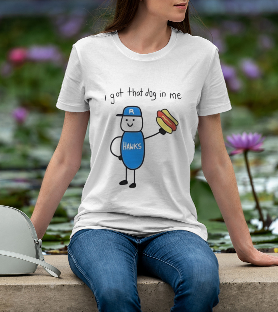 Edmonton Riverhawks I Got That Dog In Me Hot Dog Baseball Stick Figure T-Shirt