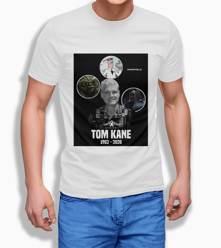 Rest In Peace Tom Kane 1962 2026 Animefeels Yoda T-Shirt