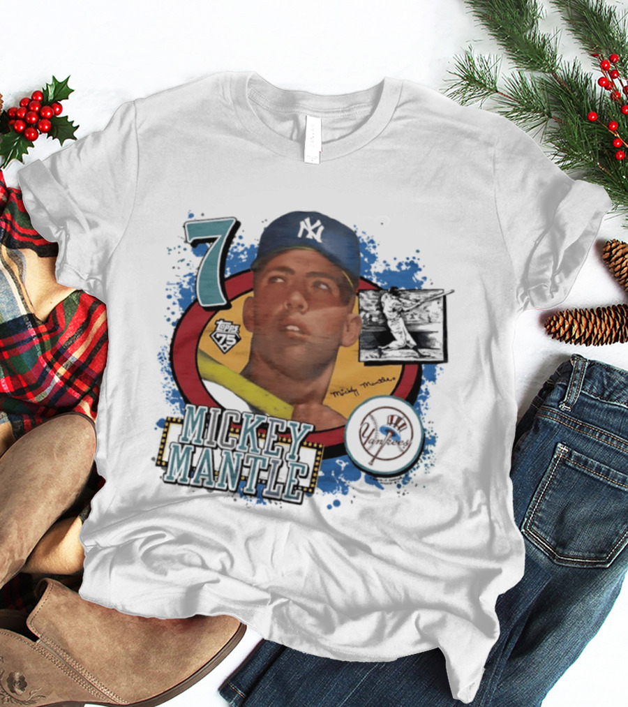 Mickey Mantle 7 Yankees Baseball T-Shirt