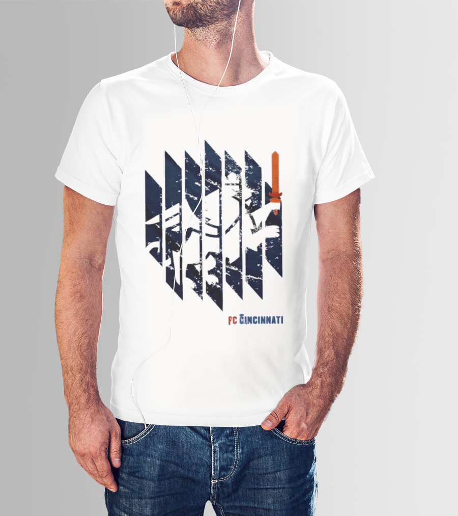 FC Cincinnati Sheared Lion Football Fans Iconic Bold Striped Image T-Shirt