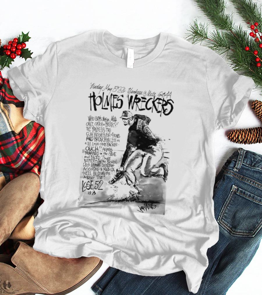 Holmes Wreckers New York Mets Baseball Pitcher Clay Holmes T-Shirt