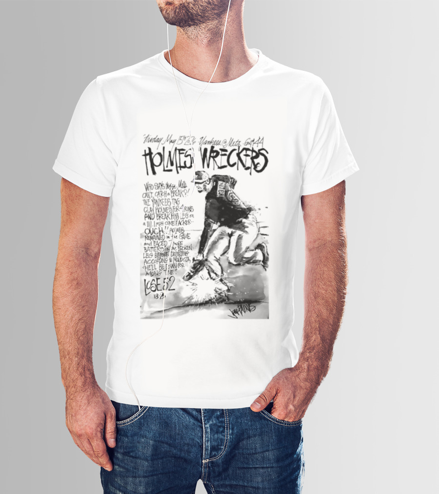 Holmes Wreckers New York Mets Baseball Pitcher Clay Holmes T-Shirt