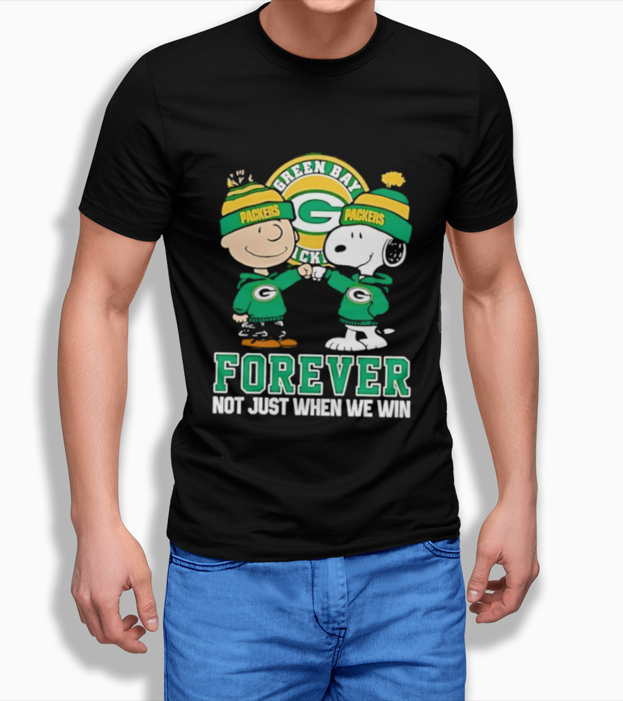 Peanuts Charlie Brown Snoopy Green Bay Packers Forever Not Just When We Win T-Shirt