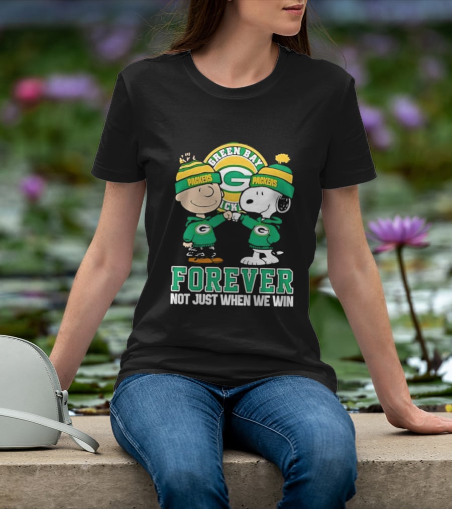 Peanuts Charlie Brown Snoopy Green Bay Packers Forever Not Just When We Win T-Shirt