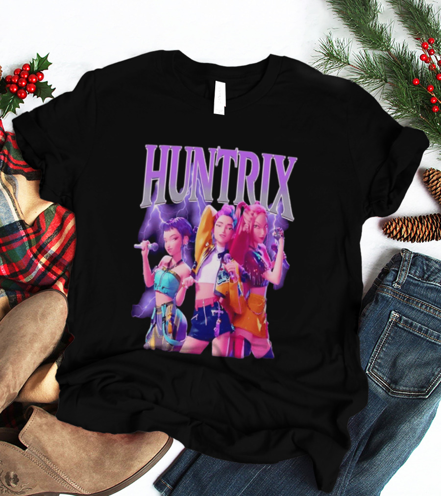 Huntrix Kpop Band Cartoon Characters With Microphones T-Shirt