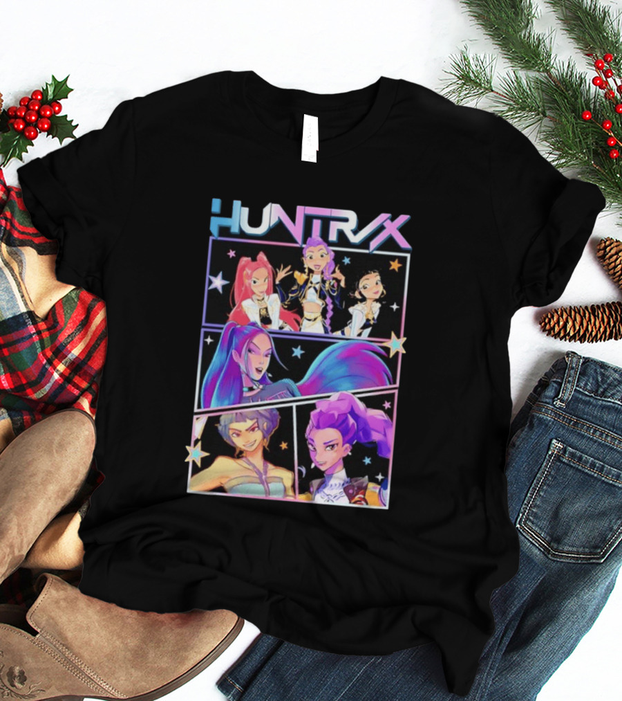 Huntrix Anime Character Panel Demon Hunter T-Shirt