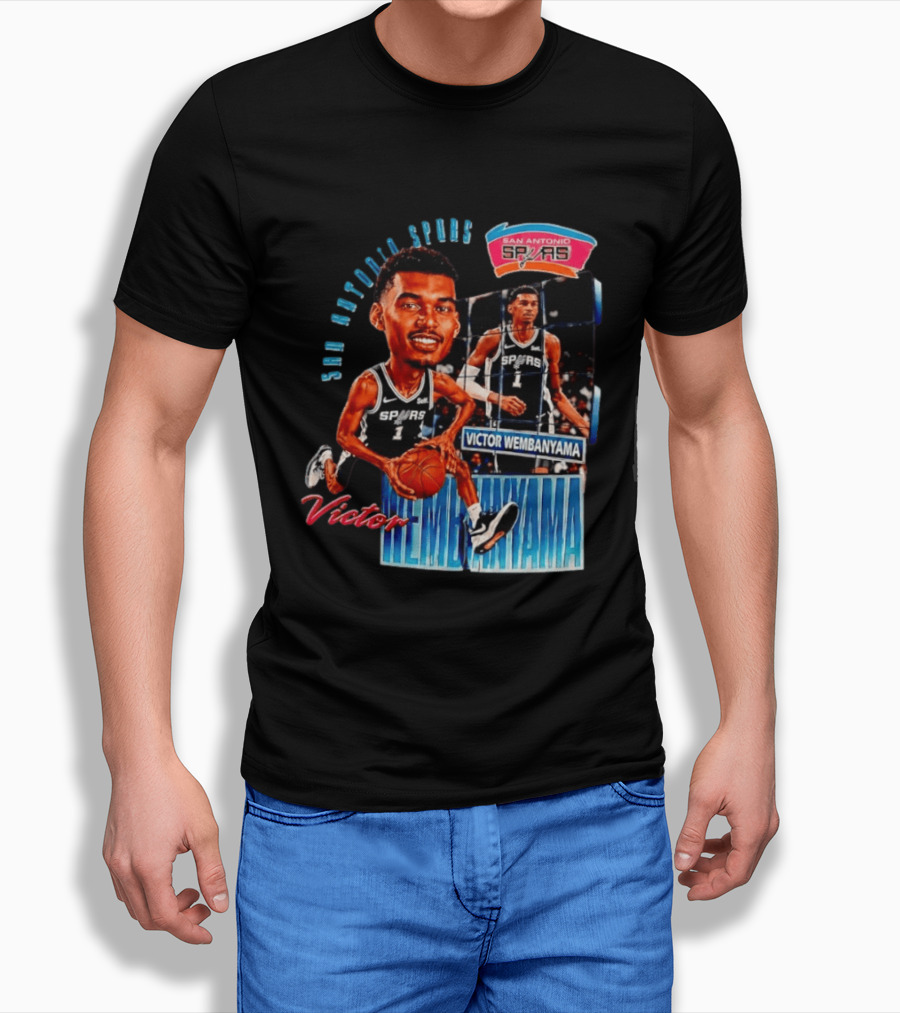 San Antonio Spurs Victor Wembanyama Basketball Caricature T-Shirt