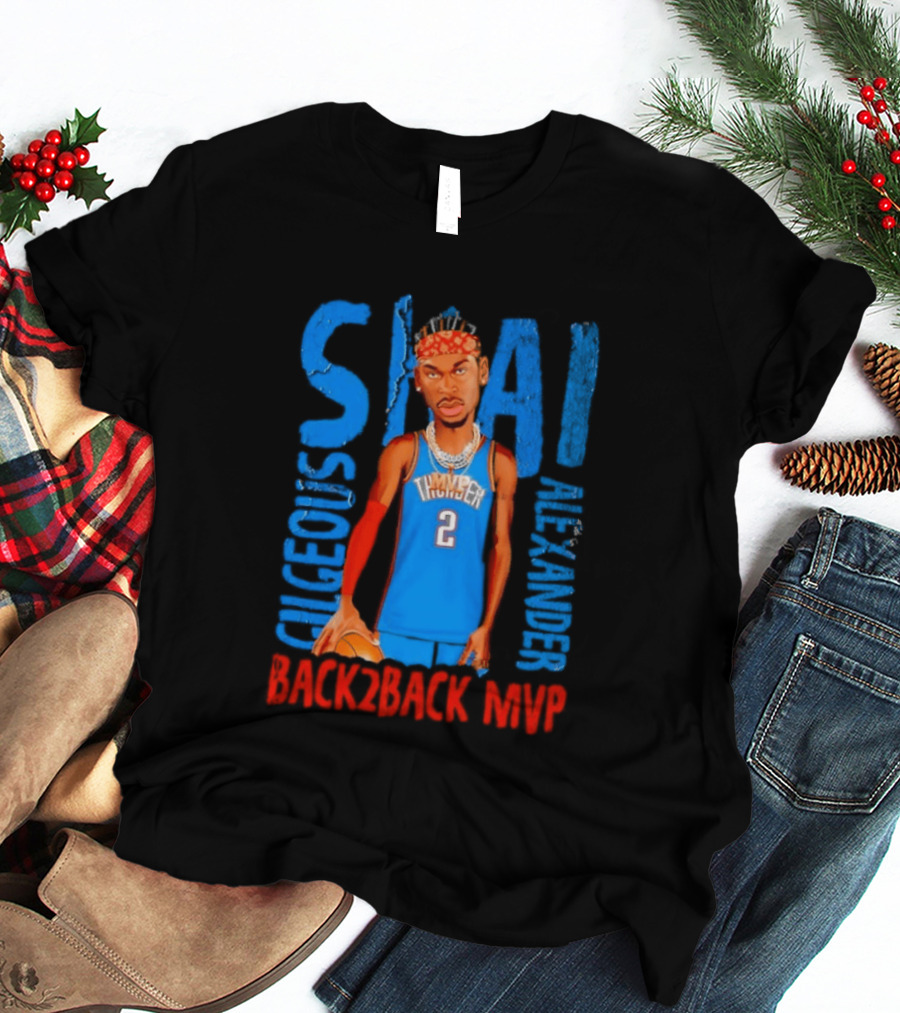Shai Gilgeous Alexander Back 2 Back MVP Oklahoma City Basketball Player Number 2 T-Shirt