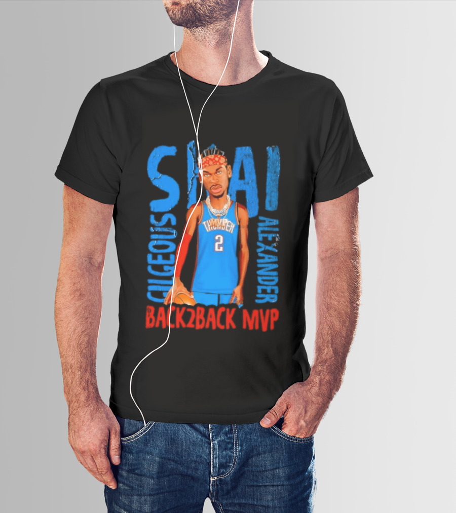 Shai Gilgeous Alexander Back 2 Back MVP Oklahoma City Basketball Player Number 2 T-Shirt