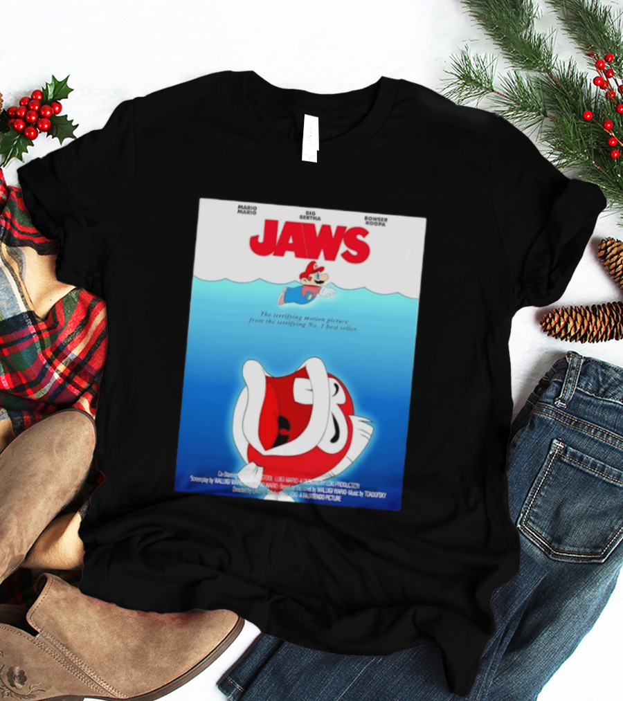Mario Jaws Big Bertha Bowser Koopa Movie T-Shirt
