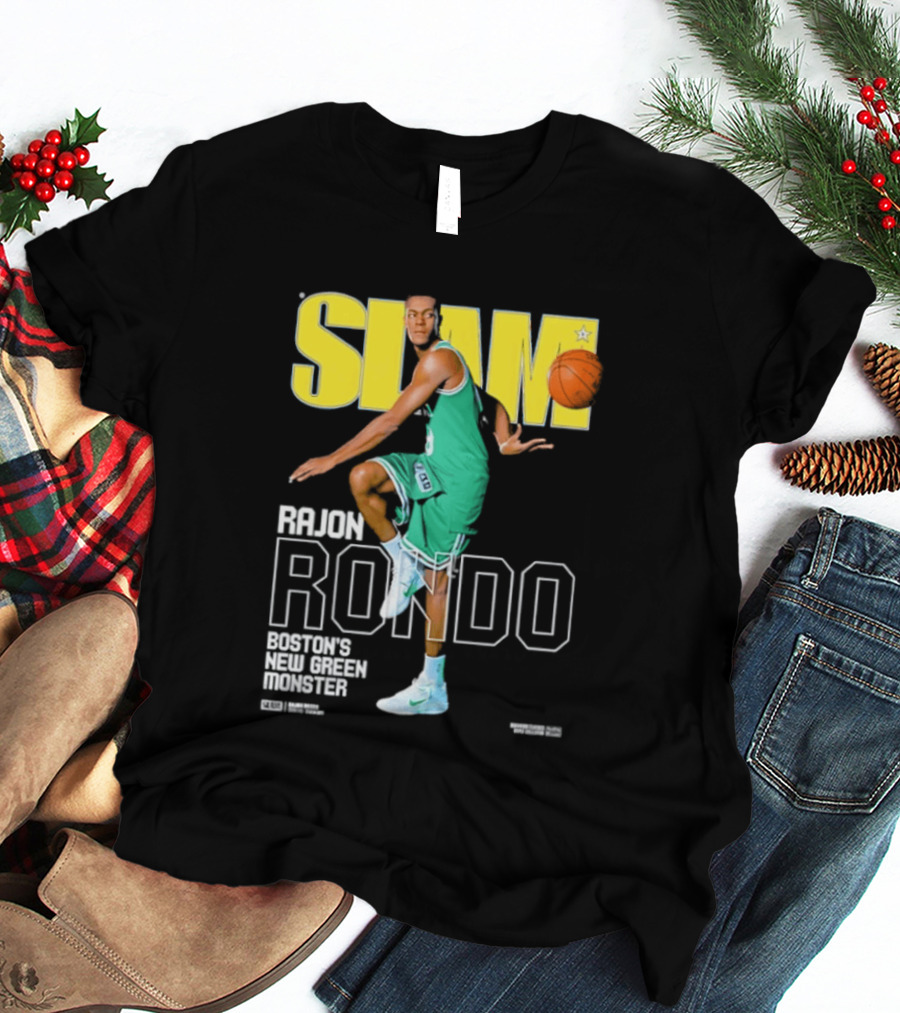 Slam Magazine Cover Rajon Rondo Boston New Green Monster Basketball T-Shirt