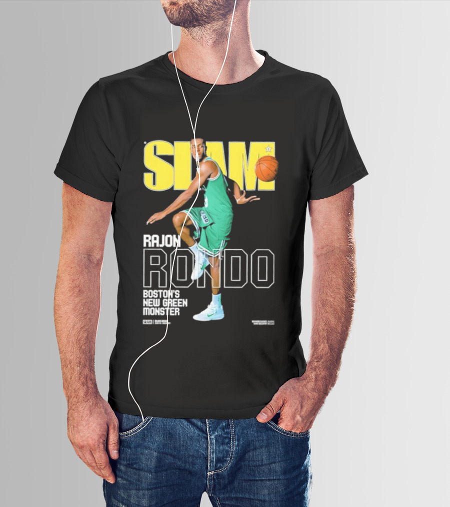 Slam Magazine Cover Rajon Rondo Boston New Green Monster Basketball T-Shirt