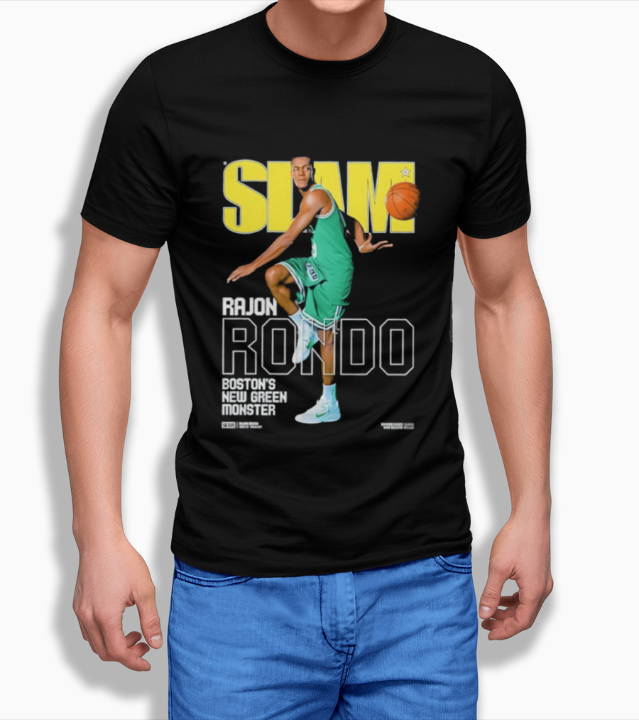 Slam Magazine Cover Rajon Rondo Boston New Green Monster Basketball T-Shirt