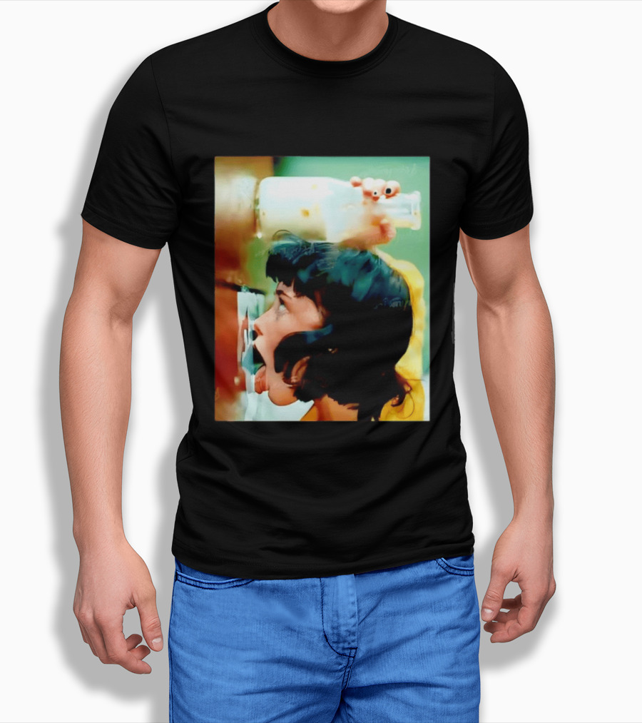 The Girl With Banging Head Licking Milk Scene T-Shirt