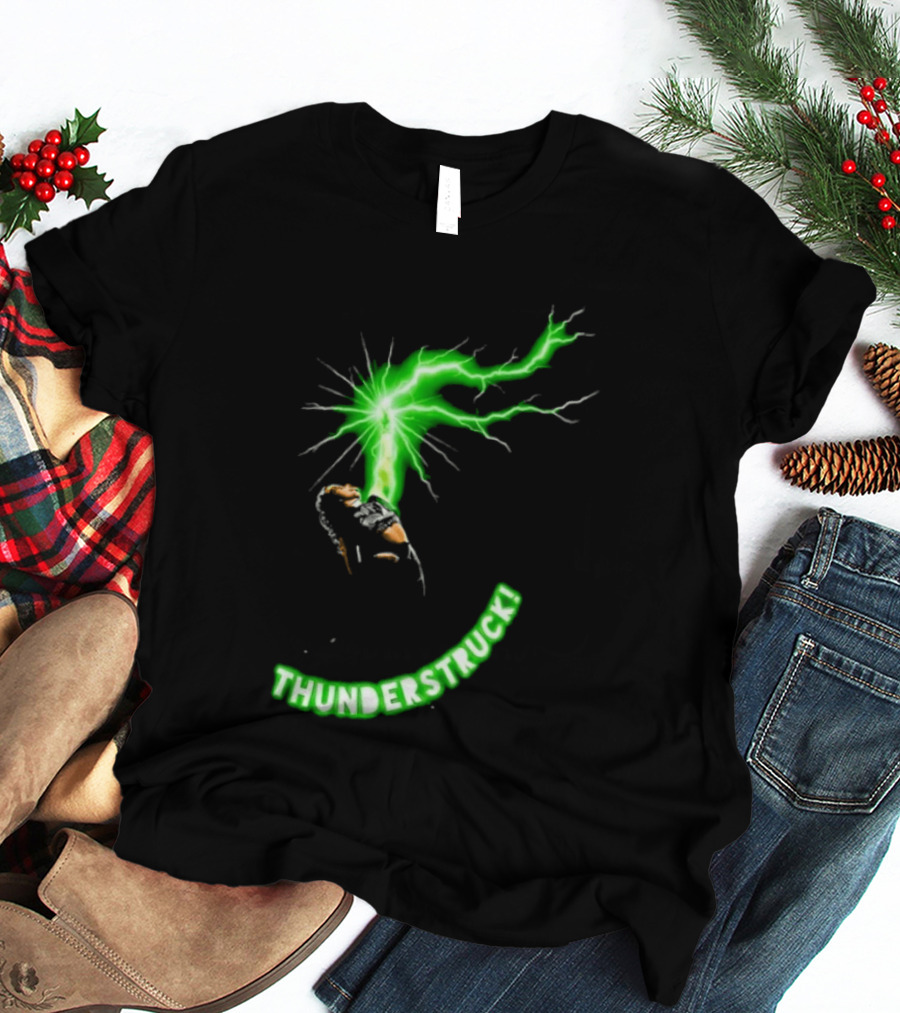 Thunderstruck Green Lightning Female Wrestler Power Burst T-Shirt