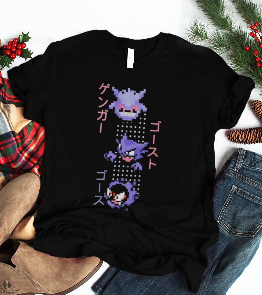 Pokémon Gengar Ghost Anime Pixel T-Shirt