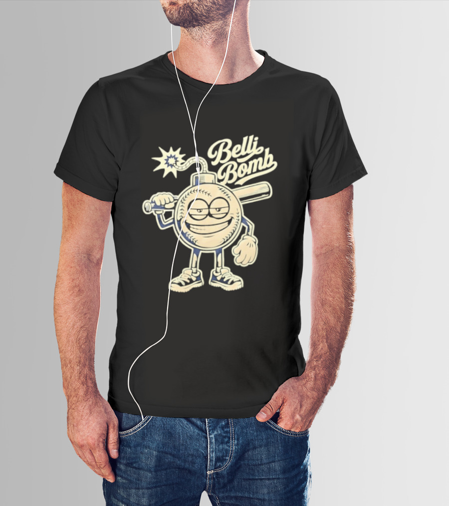 Belli Bomb Baseball Cartoon Bat T-Shirt