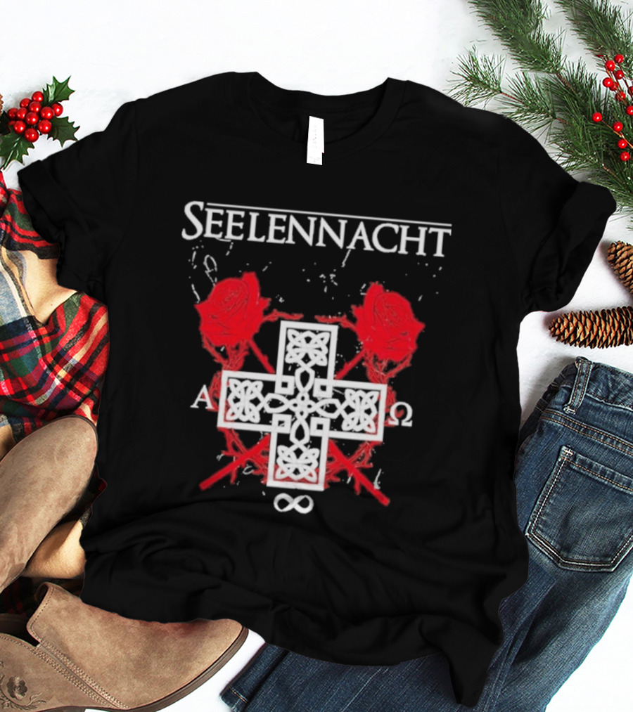 Seelennacht Celtic Cross Red Roses Alpha Omega Infinity T-Shirt
