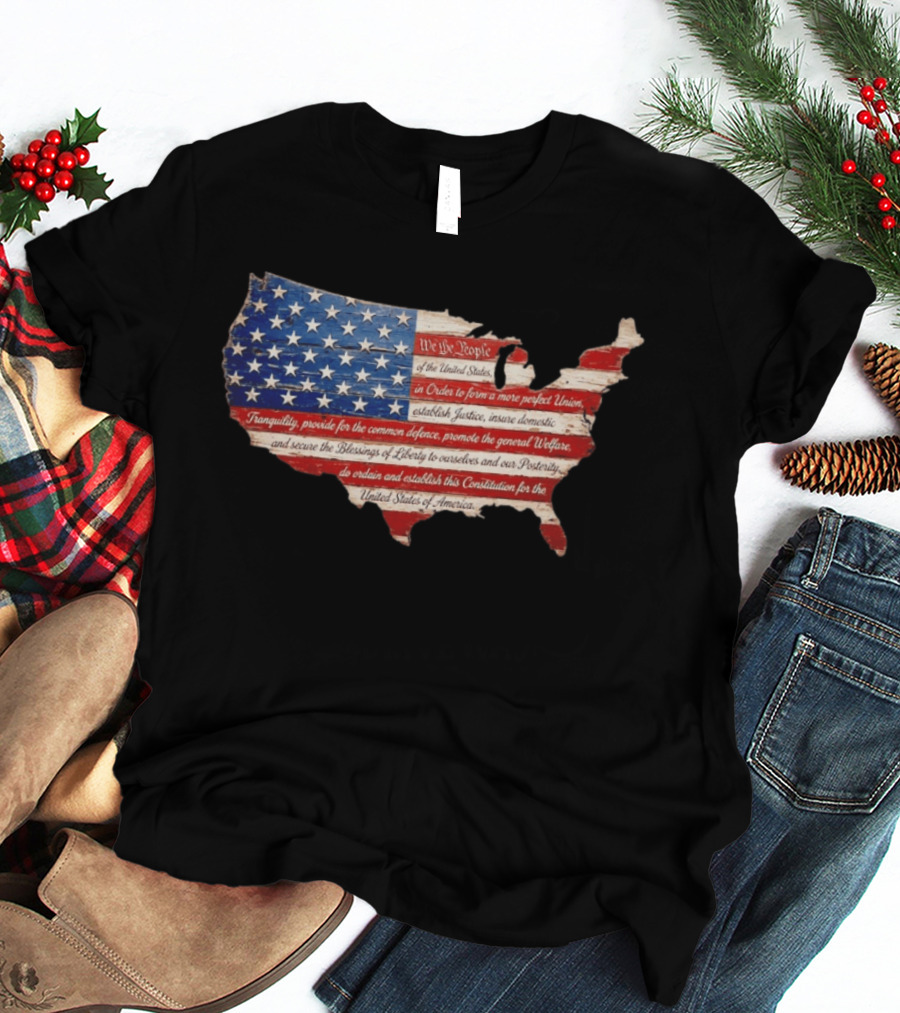 We The People Flag Map Of The United States Constitution T-Shirt