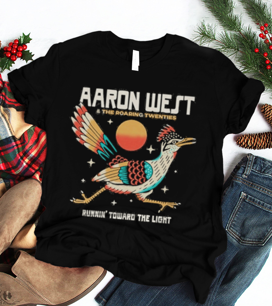 Aaron West & The Roaring Twenties Runnin' Toward The Light Colorful Bird And Orange Sun T-Shirt