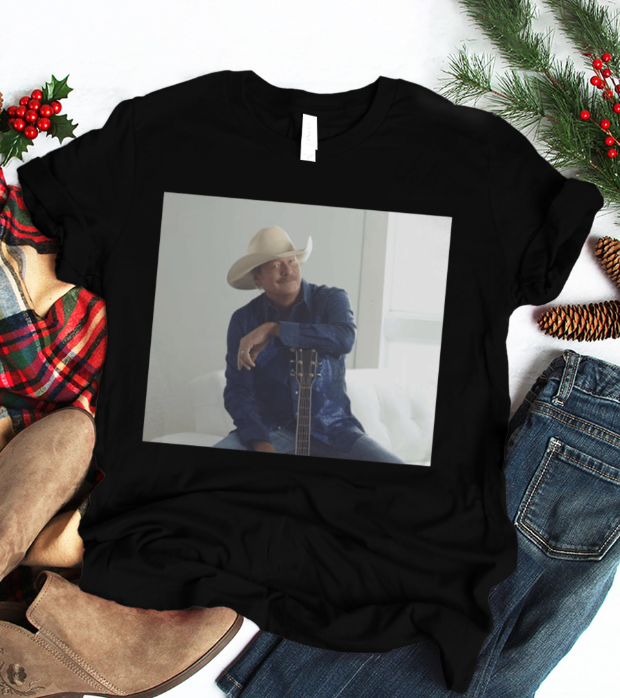 Alan Jackson I Want To Stroll Over Heaven With You White Hat Blue Guitar T-Shirt