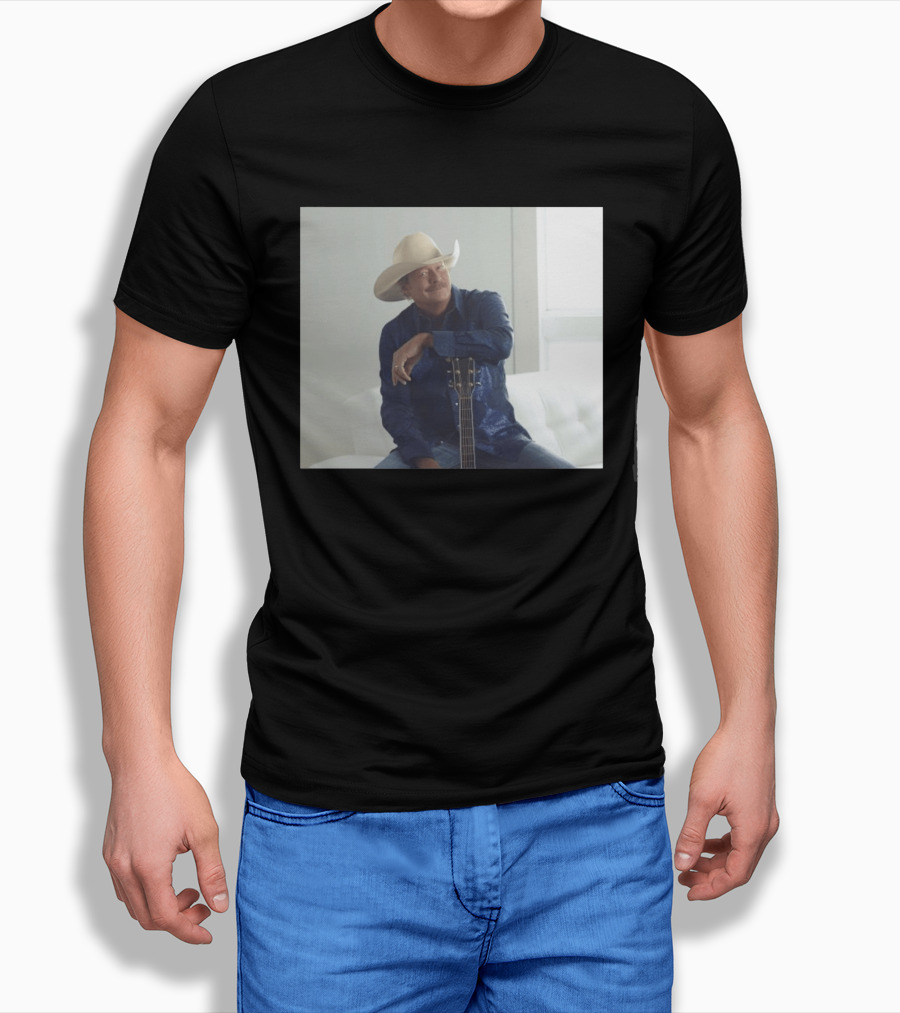 Alan Jackson I Want To Stroll Over Heaven With You White Hat Blue Guitar T-Shirt