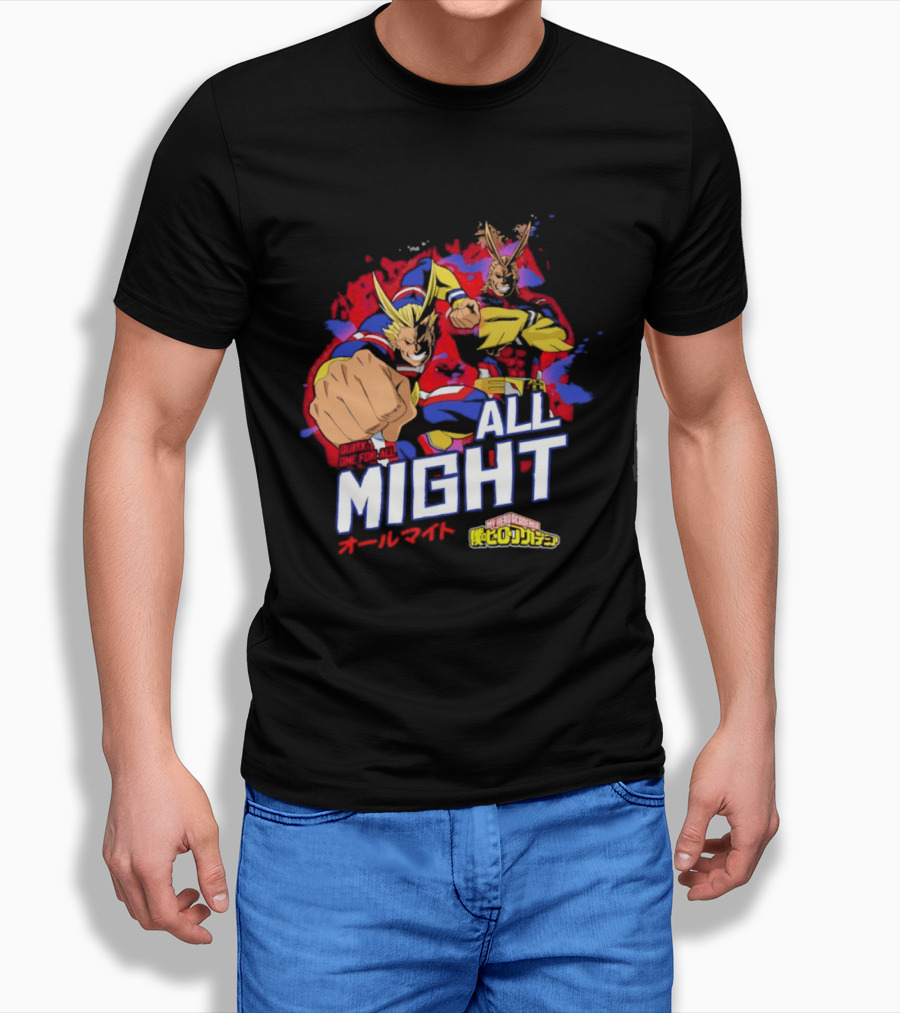 All Might My Hero Academia Anime Hero Iconic Character Art Quirk One For All T-Shirt
