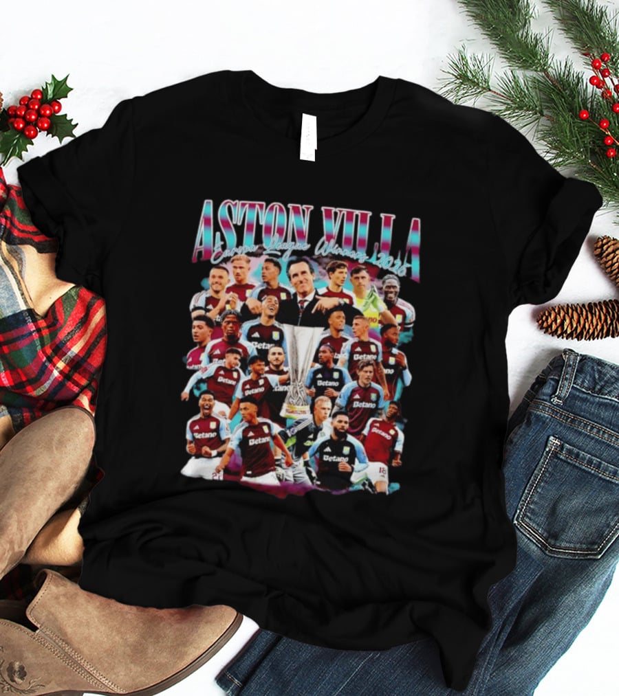 Aston Villa Europa League Winners 2026 Collage T-Shirt
