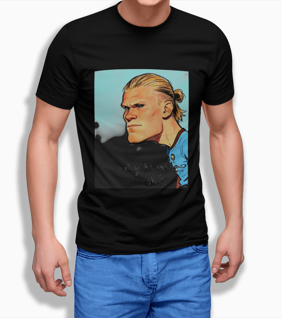 Erling Haaland Cartoon Manchester City Stay Humble Eh T-Shirt