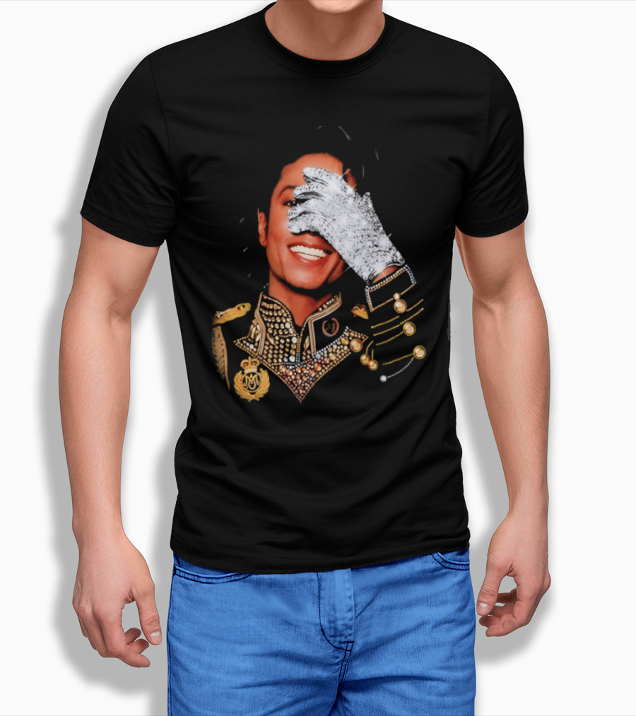Jackson Drake Iceman King Of Pop Diamond Glove 2026 Gold Embellished Uniform T-Shirt