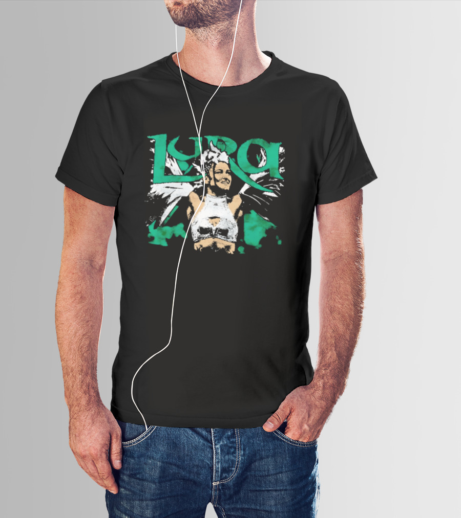 Lyra Valkyria WWE Wrestling White Outfit Green Accents T-Shirt