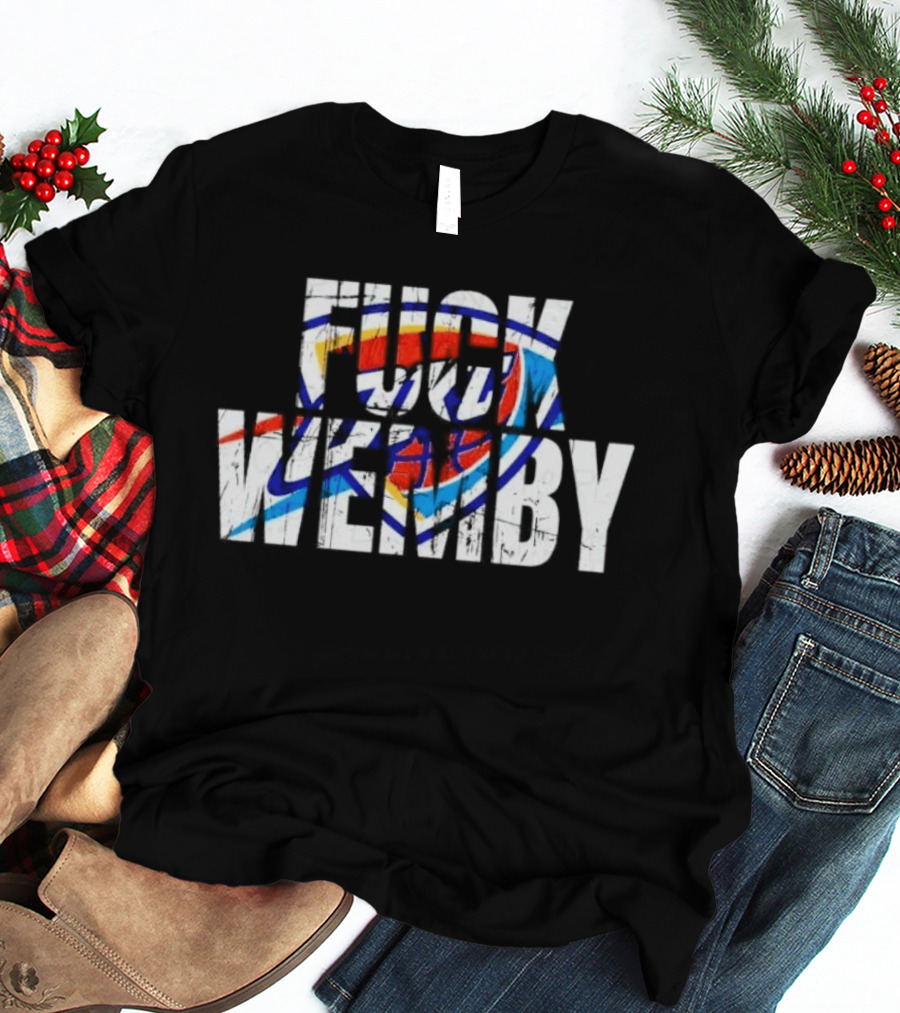 OKC Thunder Text Logo Overlay Wemby T-Shirt