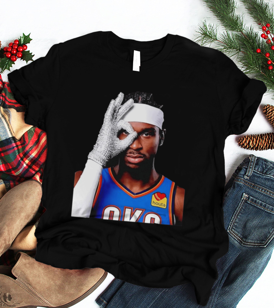 Shai Gilgeous Alexander Oklahoma City Thunder Clutch Player Of The Year 2026 Glitter Gloves Houta OKC T-Shirt