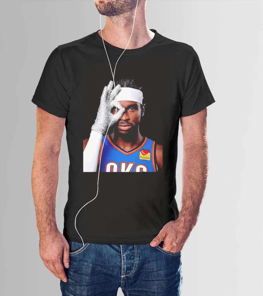 Shai Gilgeous Alexander Oklahoma City Thunder Clutch Player Of The Year 2026 Glitter Gloves Houta OKC T-Shirt