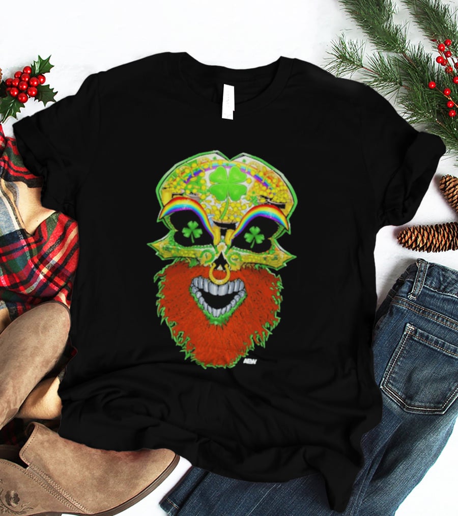 Tommaso Ciampa Lucky Psycho AEW Skull Four Leaf Clover Rainbow T-Shirt