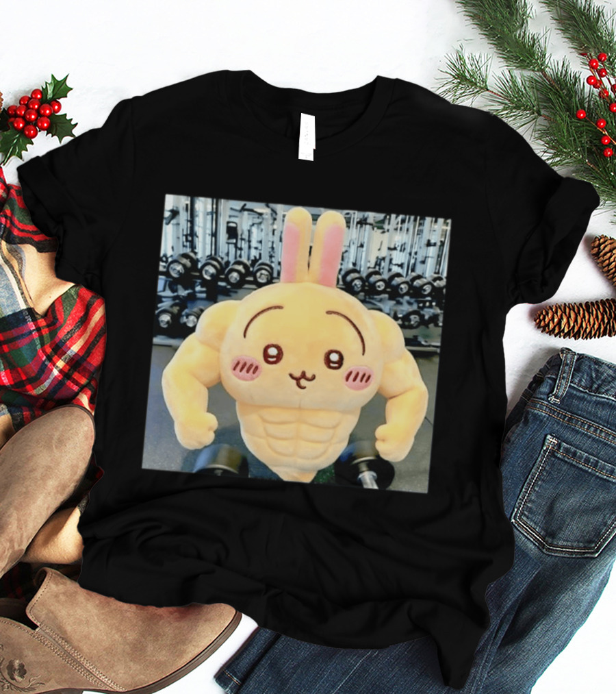 Usagi Muscle Chiikawa Buff Bunny Plush Toy T-Shirt