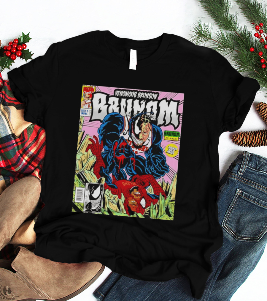 Venomous Brunson Venom X Jalen Brunson Marvel Comic Brunes Back Cover Price T-Shirt