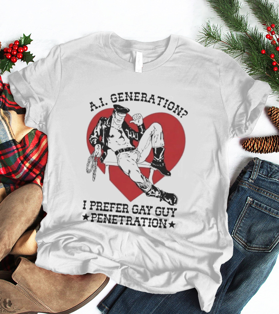 A.I. Generation I Prefer Gay Guy Penetration Heart Background Leather Outfit T-Shirt