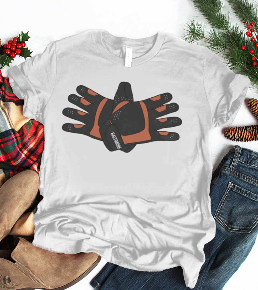 Baltimore Orioles Flapping Wings Baseball Gloves T-Shirt