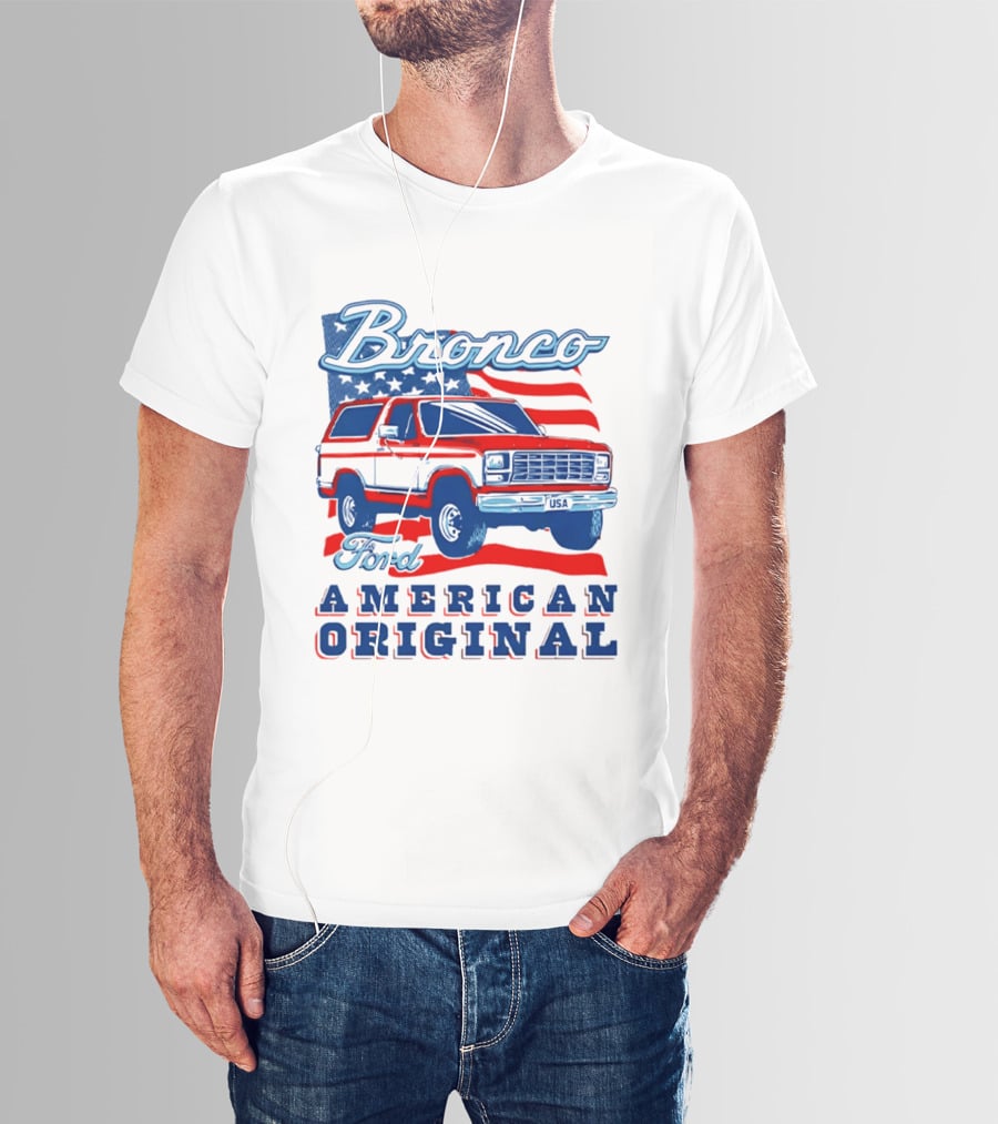 Bronco Ford American Original Vintage Truck Classic Stars And Stripes T-Shirt