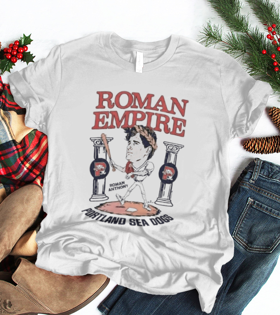 Roman Empire Phillies Portland Sea Dogs Baseball Bat Columns T-Shirt