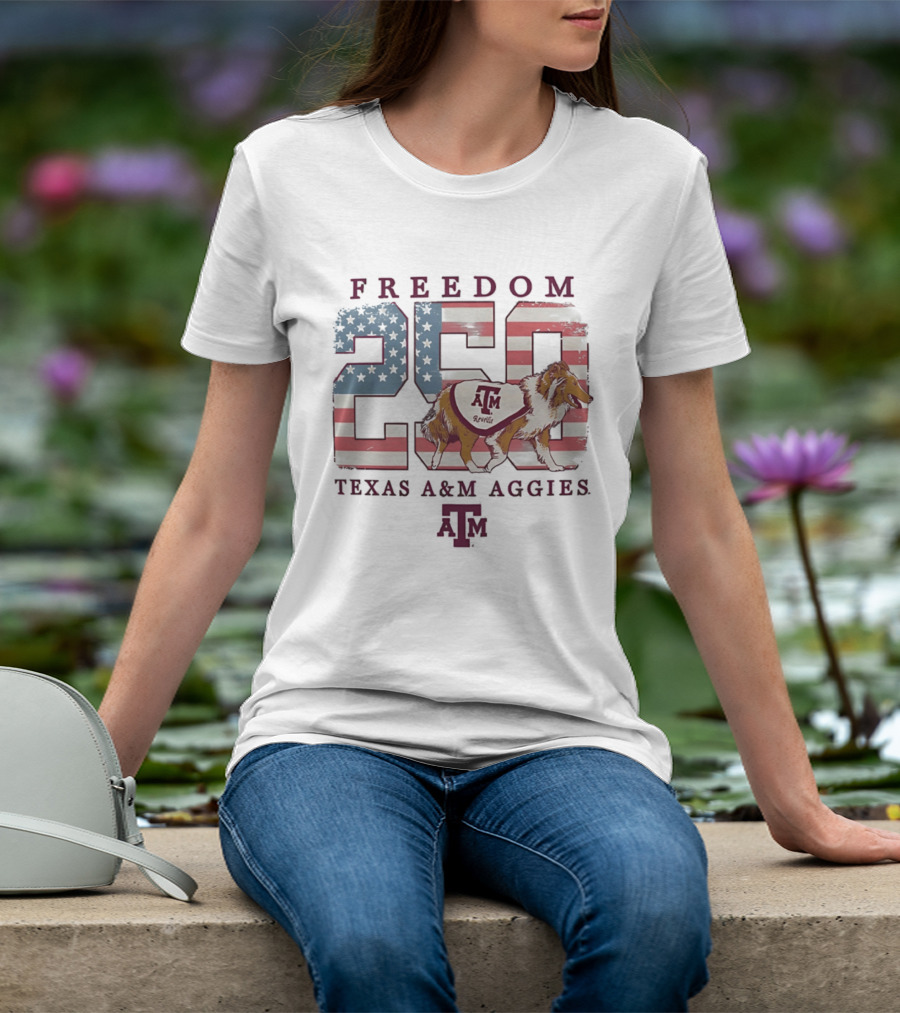 Texas A&M Aggies Freedom Reveille 250th Celebration T-Shirt