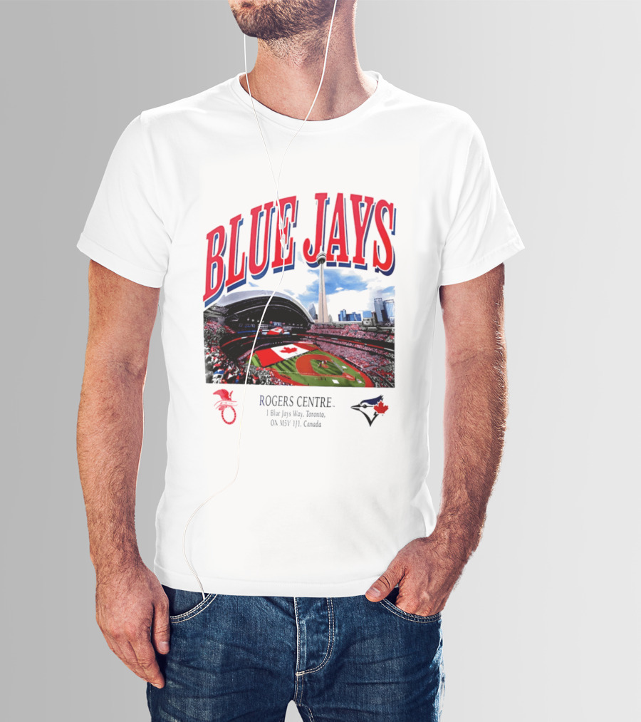 Blue Jays Rogers Centre Toronto Skyline CN Tower Baseball Stadium Canada T-Shirt