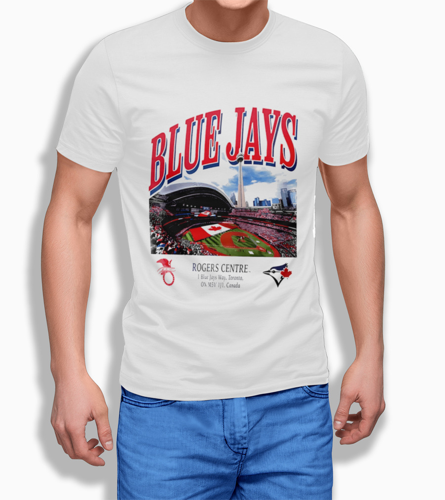 Blue Jays Rogers Centre Toronto Skyline CN Tower Baseball Stadium Canada T-Shirt