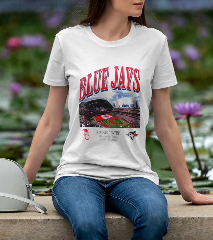 Blue Jays Rogers Centre Toronto Skyline CN Tower Baseball Stadium Canada T-Shirt