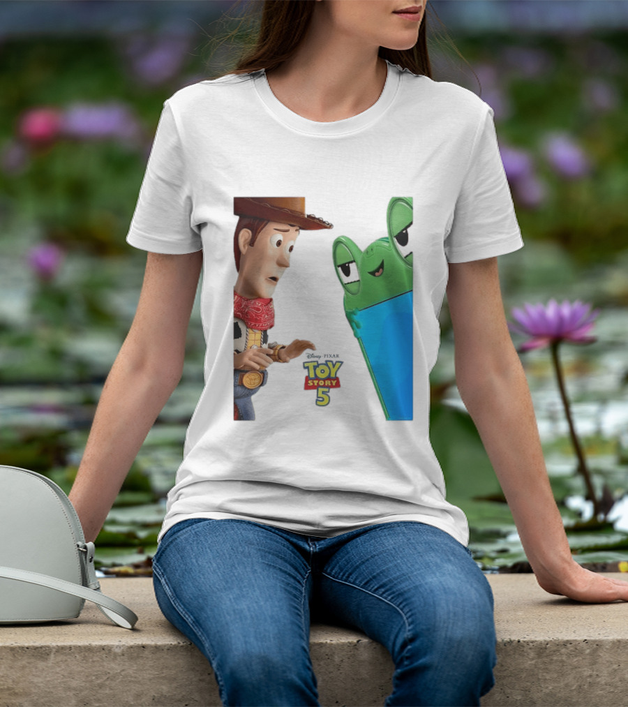 Toy Story 5 Woody And Animated Frog Encounter T-Shirt