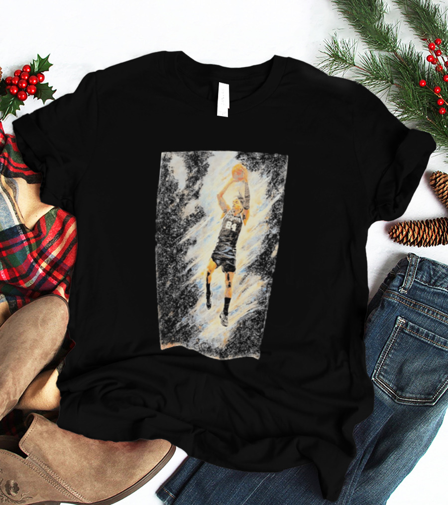 Devin Vassell 24 San Antonio Spurs Basketball Player In Iconic Action Pose T-Shirt