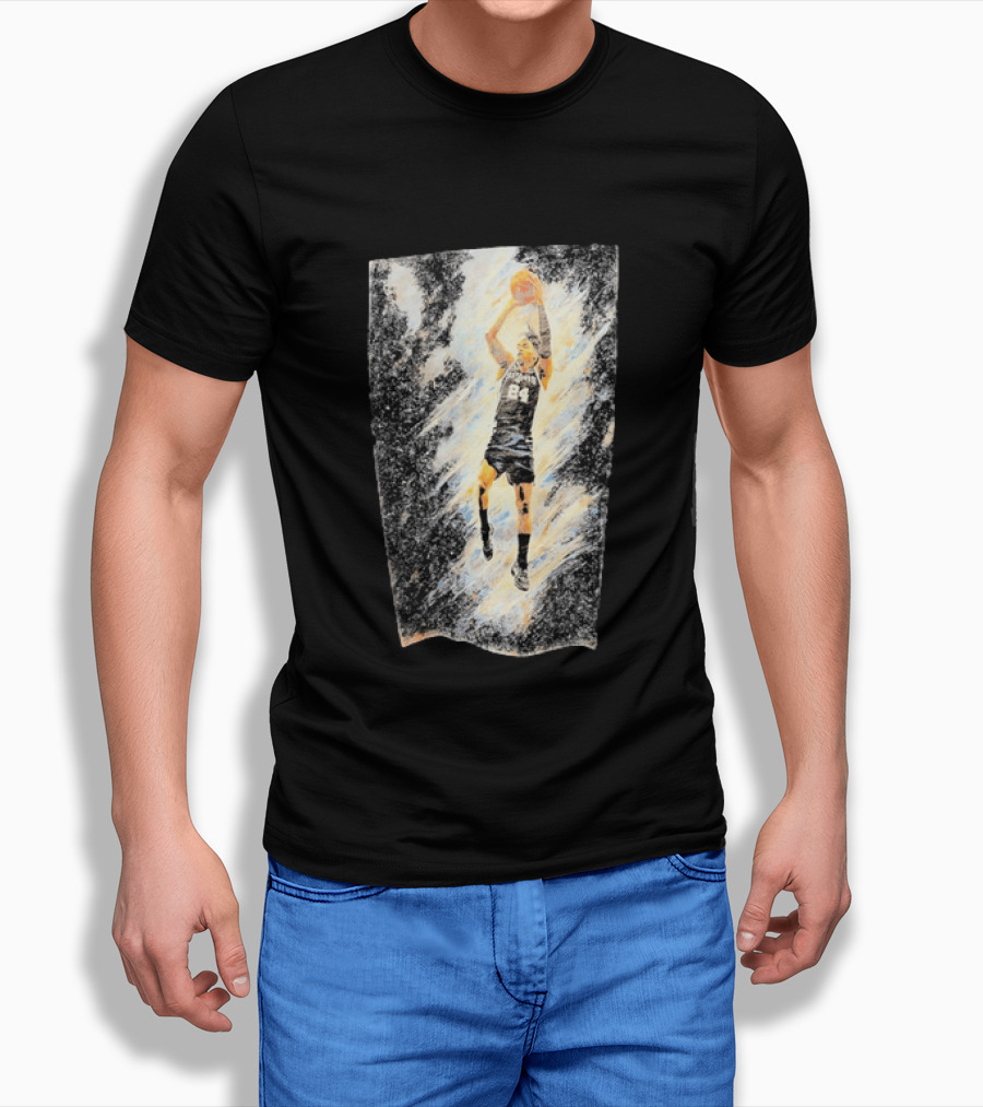 Devin Vassell 24 San Antonio Spurs Basketball Player In Iconic Action Pose T-Shirt